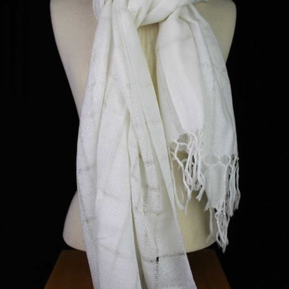 Pashmina Scarf lot VINTAGE musical notes white re… - image 5