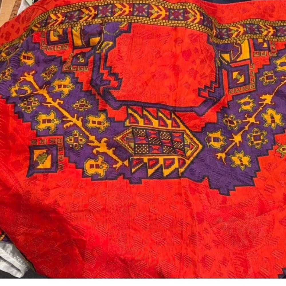 VTG Saks Fifth Ave Large Square Scarf Vibrant Ora… - image 4