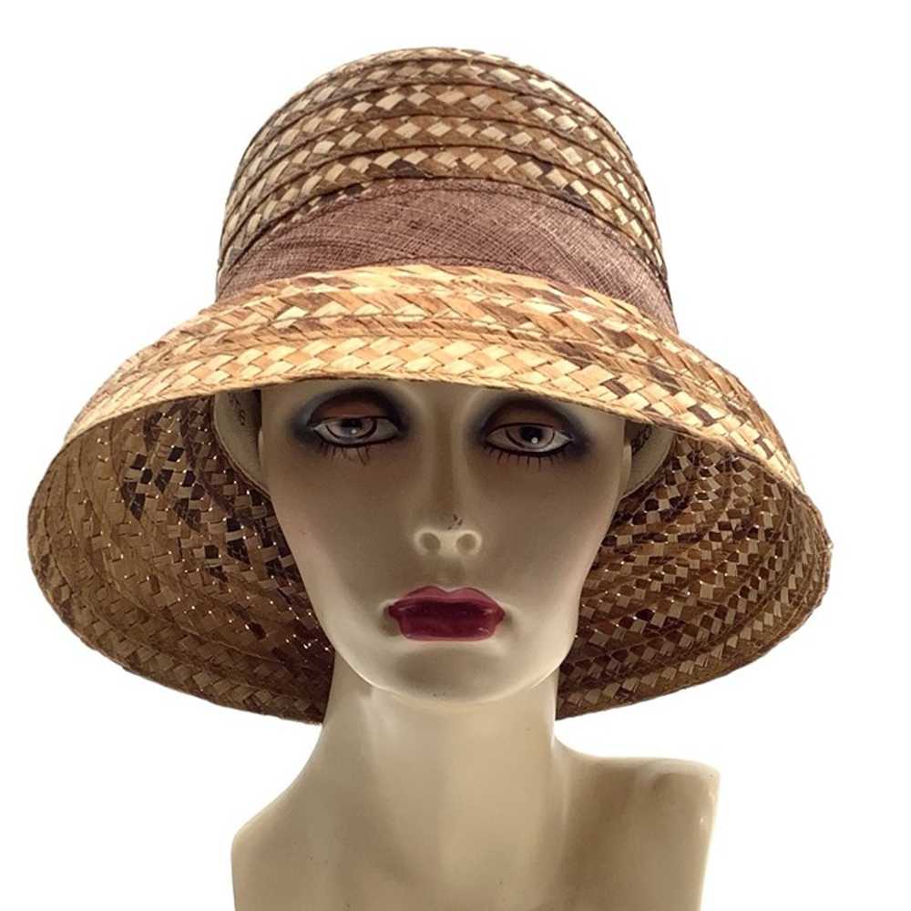 Vintage 90s Liz Claiborne Straw Sun Hat Lampshade… - image 2