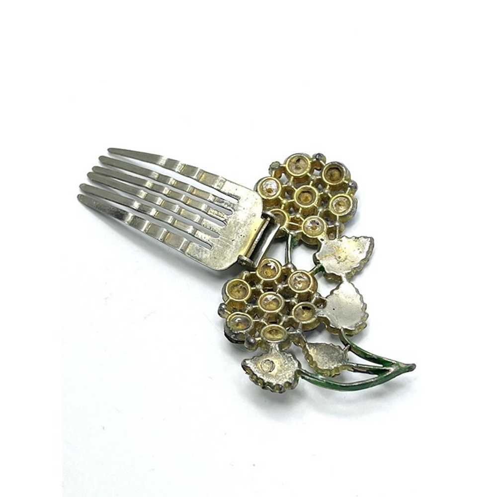 Estate Art Deco Floral Hair Clip Comb - image 4