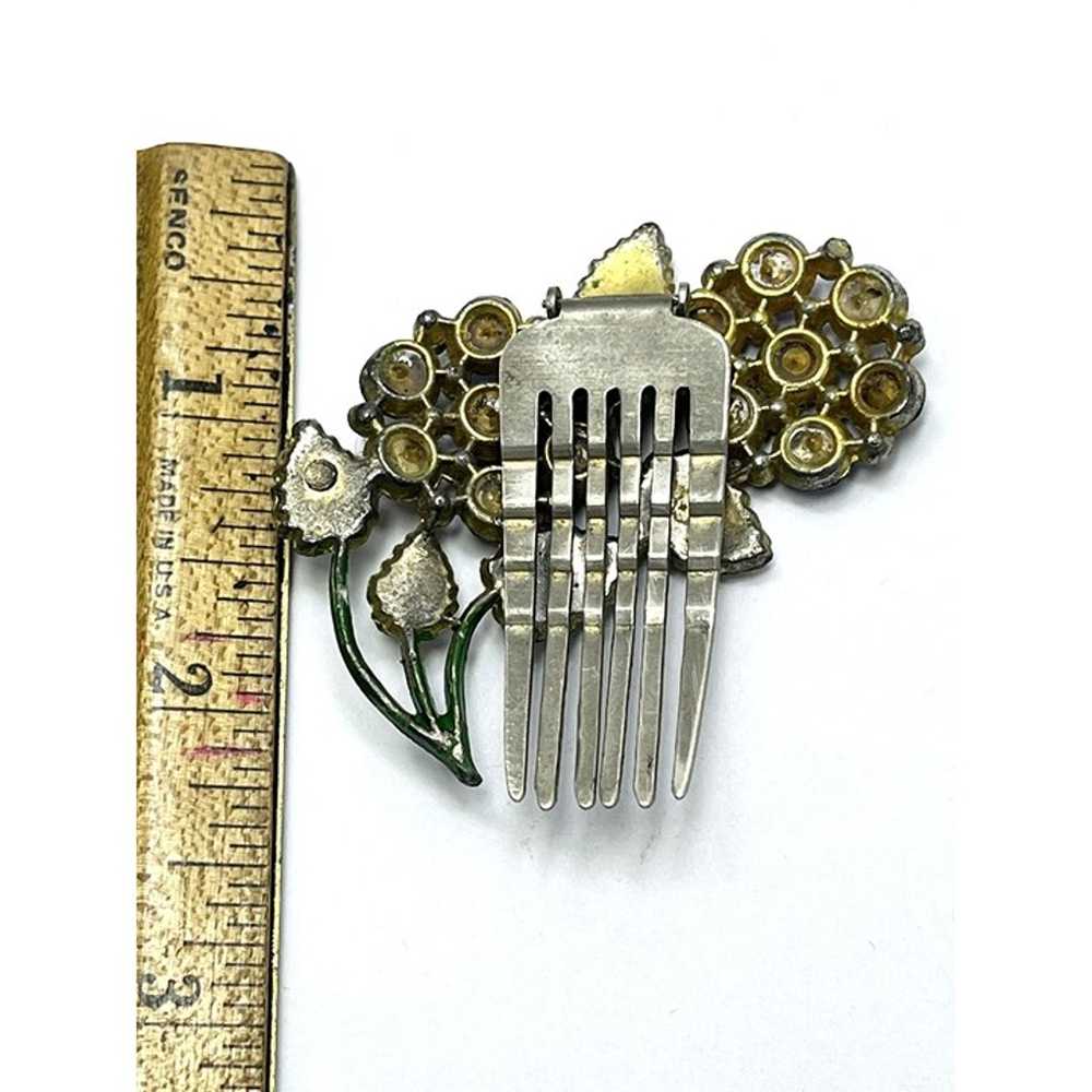 Estate Art Deco Floral Hair Clip Comb - image 5