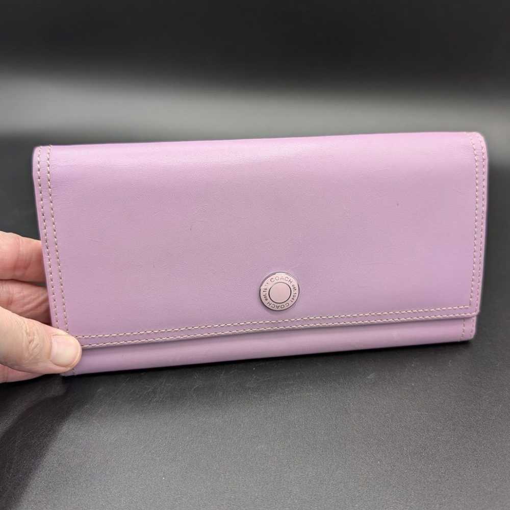 Coach wallet Womens Clutch Bifold Purple Lilac Le… - image 1