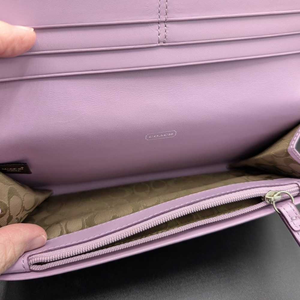 Coach wallet Womens Clutch Bifold Purple Lilac Le… - image 9