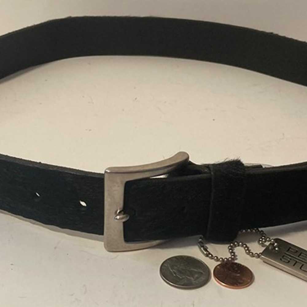 Vintage Leather Belt, Furry Black Belt, Pelle, Re… - image 2