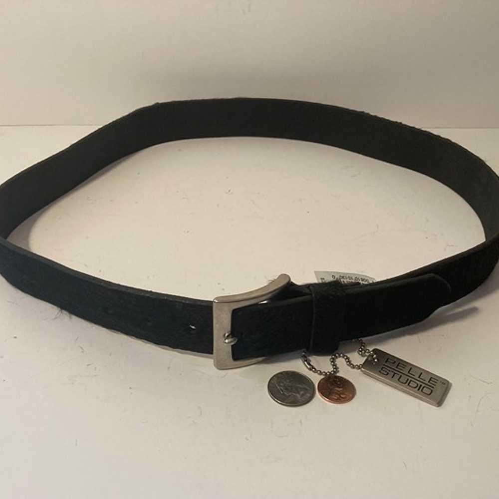 Vintage Leather Belt, Furry Black Belt, Pelle, Re… - image 5