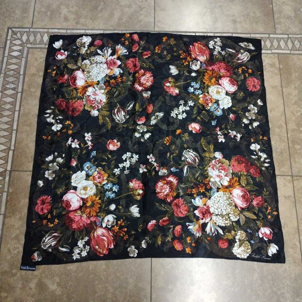 Vintage Ralph Lauren flowers Silk Scarf - image 1