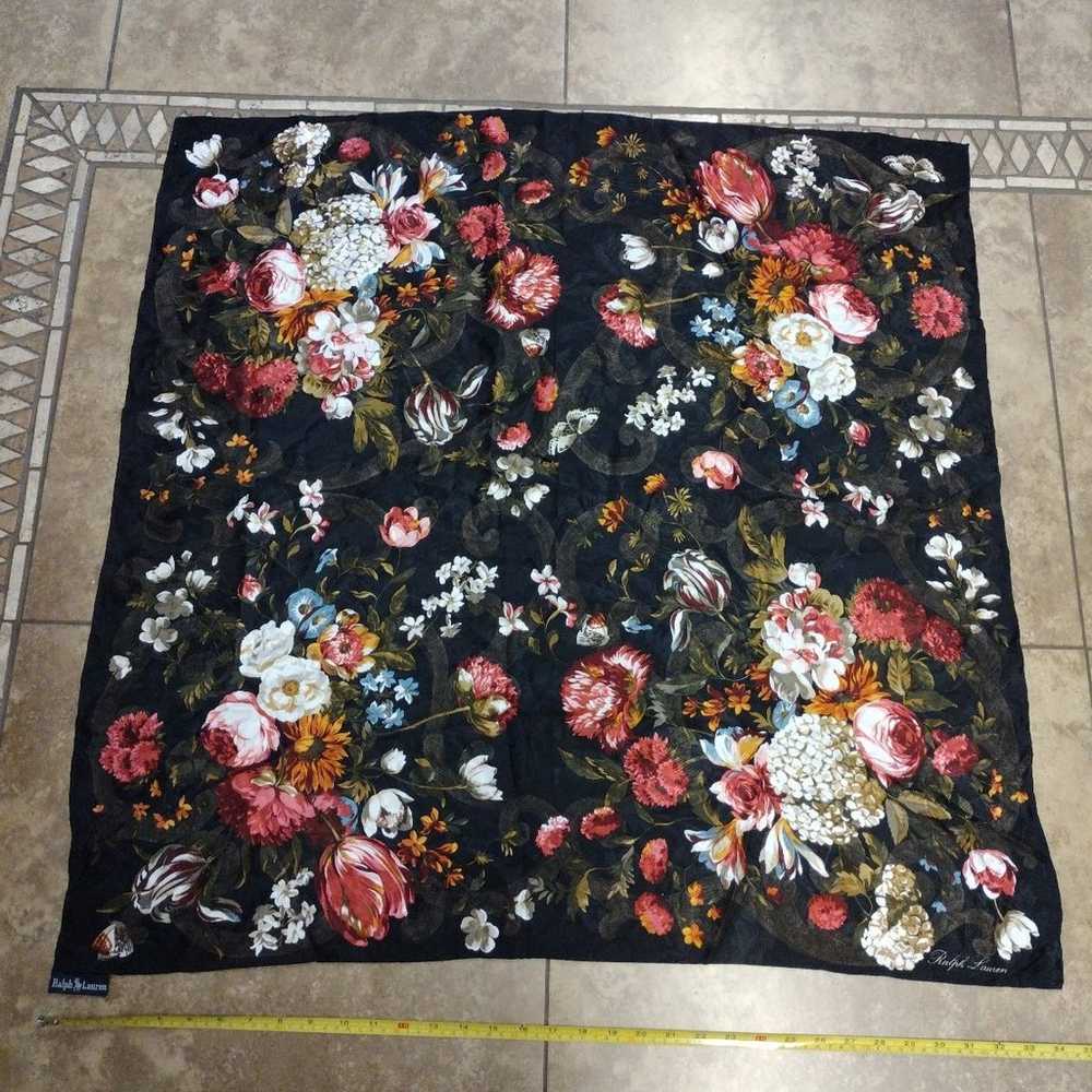 Vintage Ralph Lauren flowers Silk Scarf - image 3