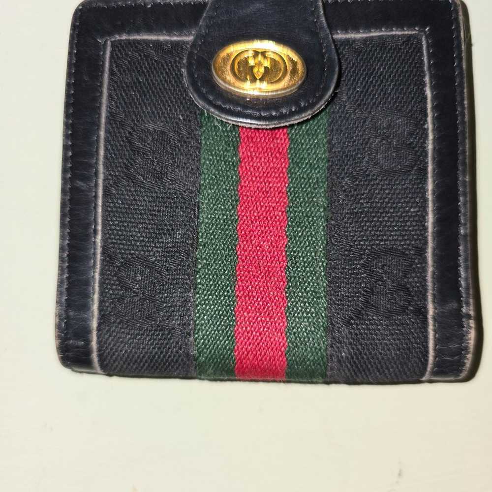 Gucci Black Vintage Signature Coin Wallet Signatu… - image 1