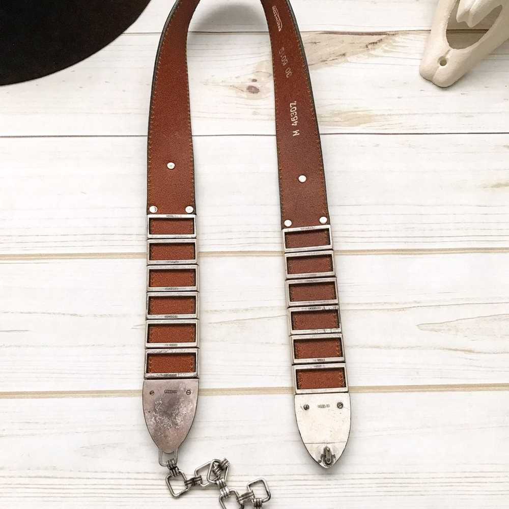 BRIGHTON Vintage Leather Silver Belt - image 10