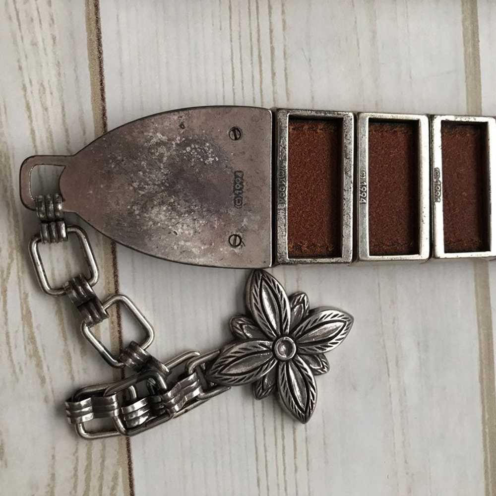 BRIGHTON Vintage Leather Silver Belt - image 12