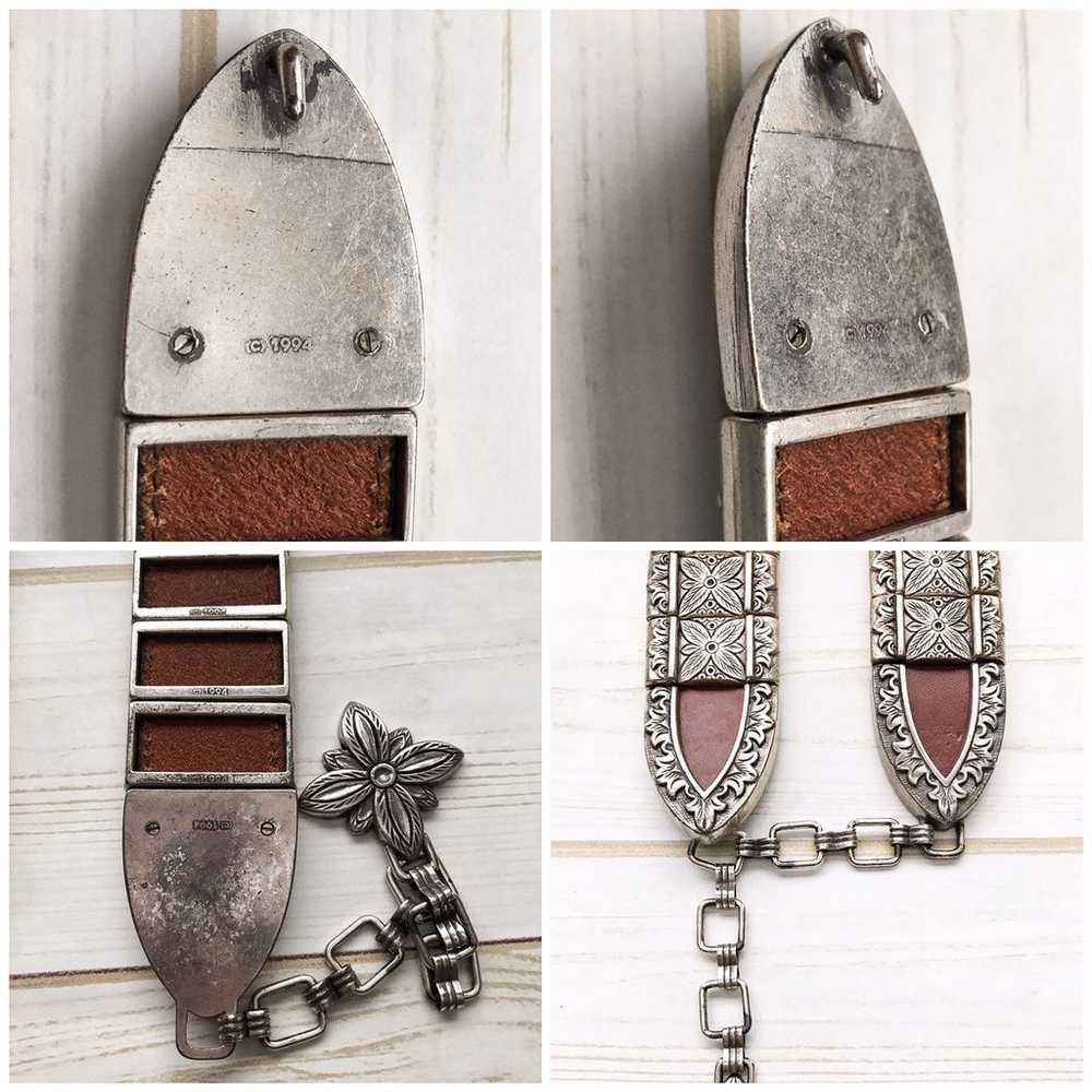 BRIGHTON Vintage Leather Silver Belt - image 5