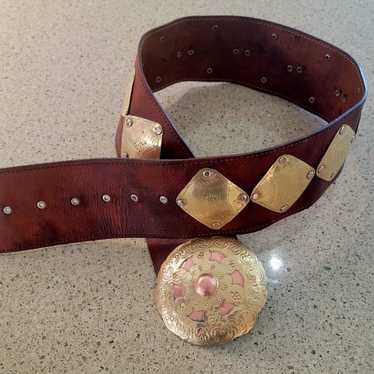 Vintage Dairi leather handmade Concho belt