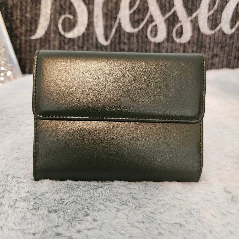 Dark Forest Green Coach Leather Wallet - image 1