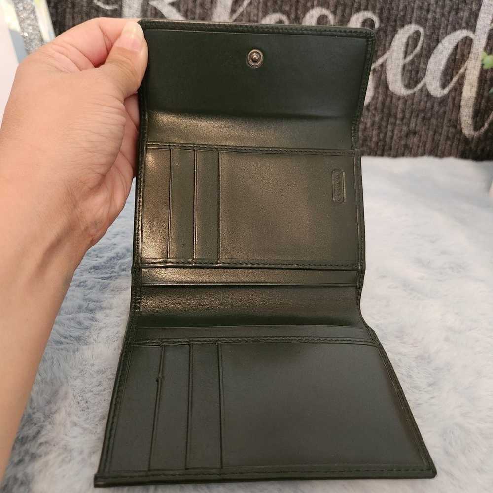 Dark Forest Green Coach Leather Wallet - image 7