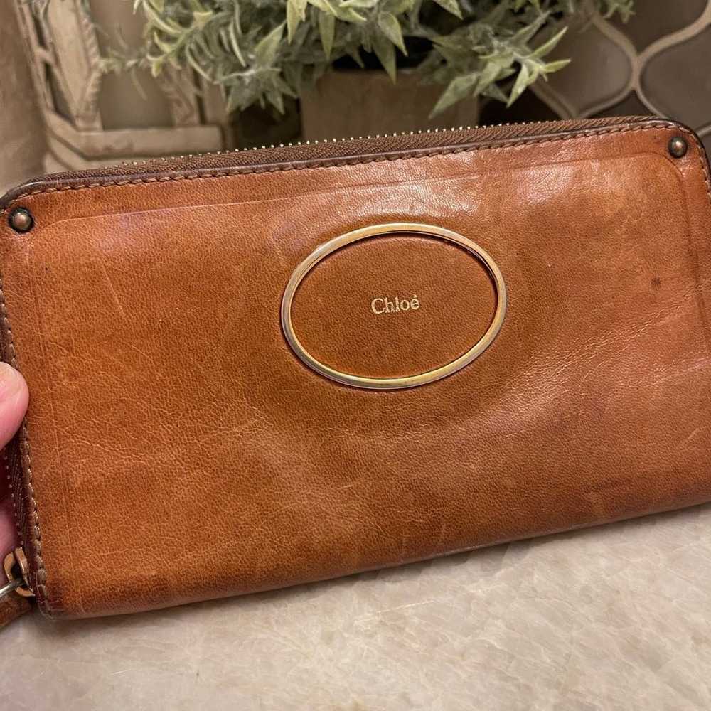 Chloe ziparound Wallet brown weathered leather BO… - image 5