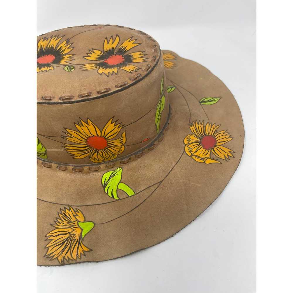 Vintage Leather Stitch Hand Painted Sunflower Wid… - image 11