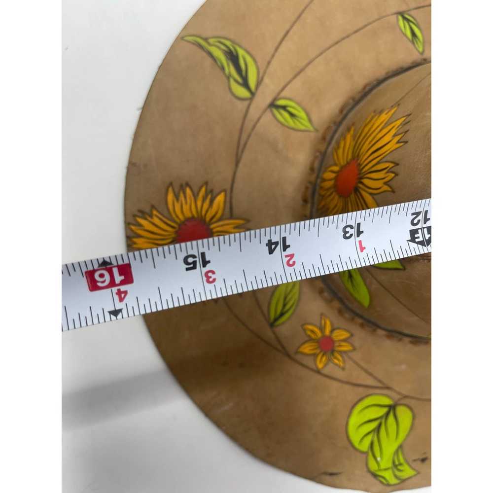 Vintage Leather Stitch Hand Painted Sunflower Wid… - image 12