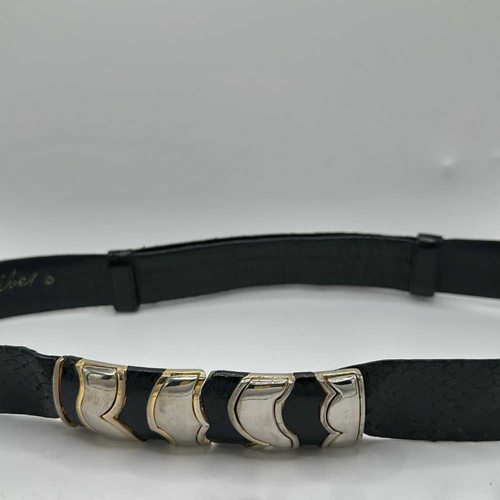 Judith Leiber waist belt vintage belt black leath… - image 1