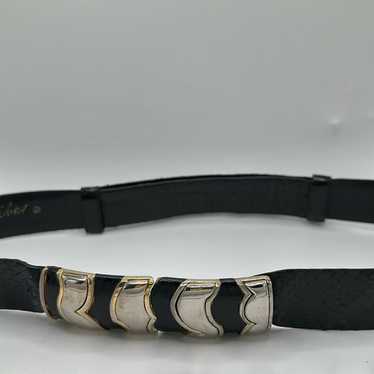 Judith Leiber waist belt vintage belt black leathe