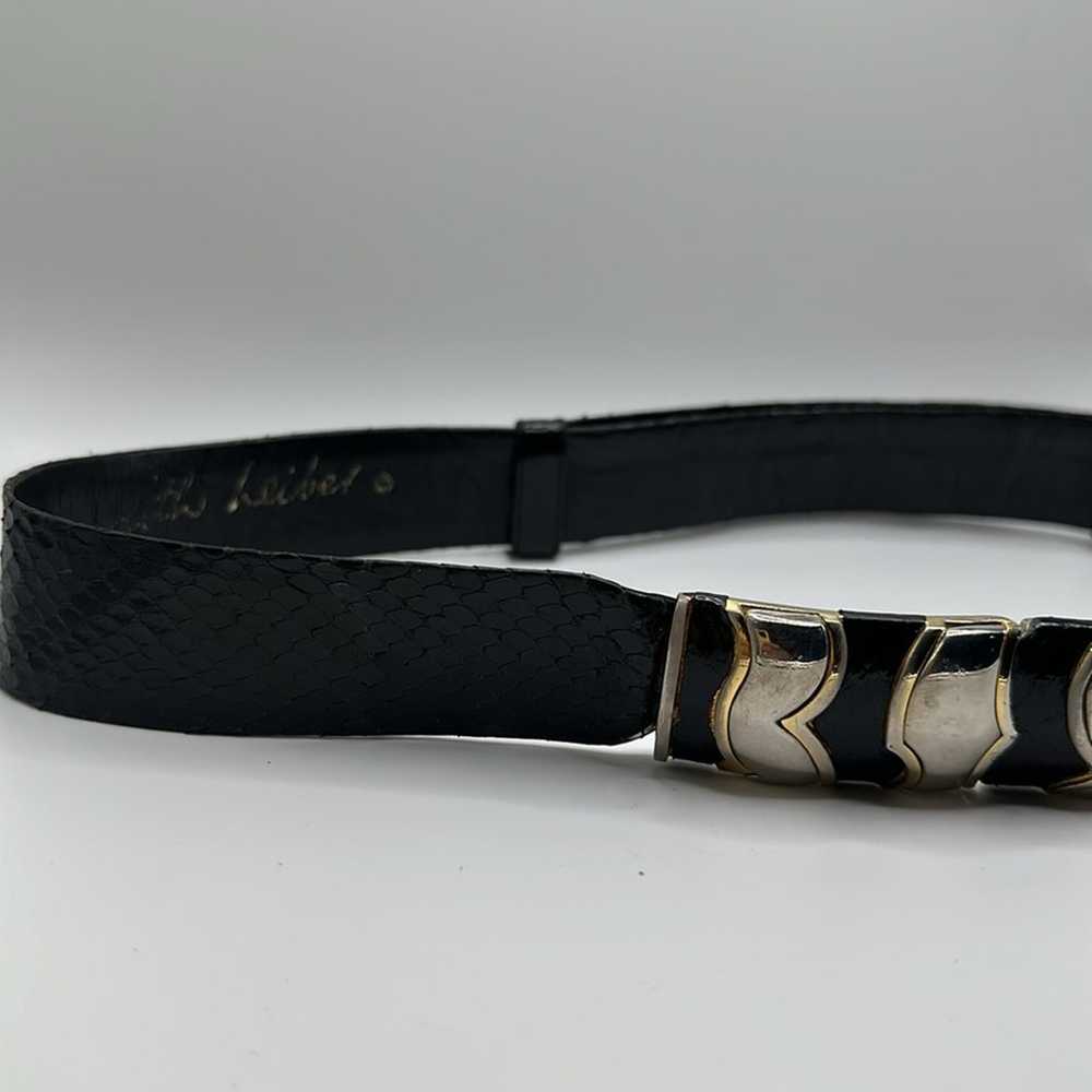 Judith Leiber waist belt vintage belt black leath… - image 3