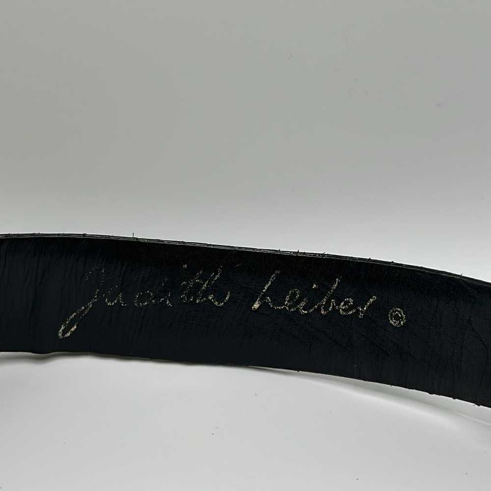 Judith Leiber waist belt vintage belt black leath… - image 5