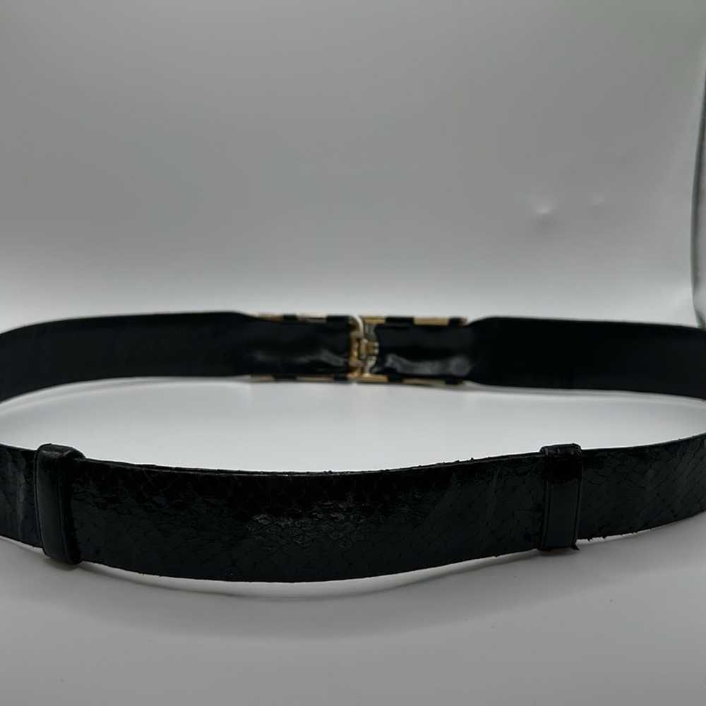 Judith Leiber waist belt vintage belt black leath… - image 6