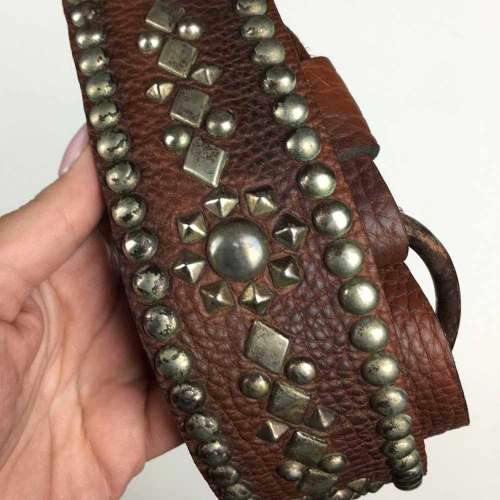 BoHo Western Vintage Leather Belt Embellished Stu… - image 2