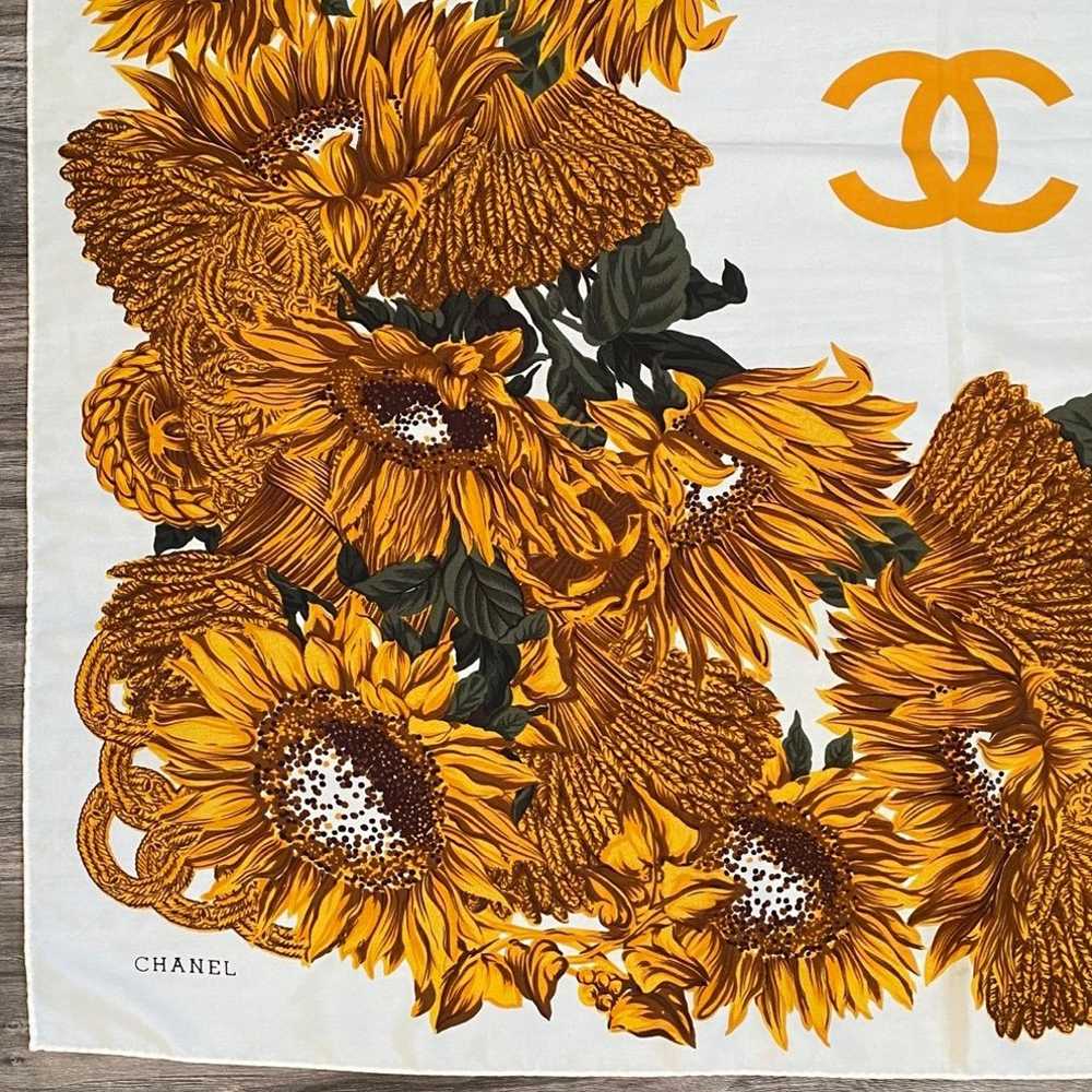 Vintage Chanel Sunflower Silk Square Scarf - image 3