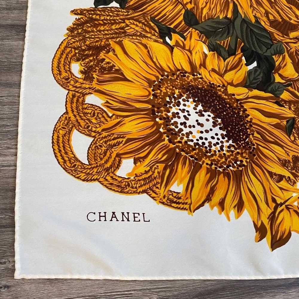 Vintage Chanel Sunflower Silk Square Scarf - image 4