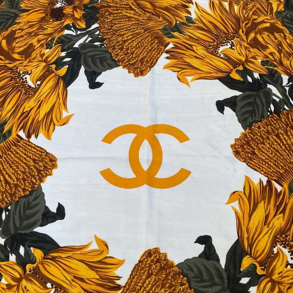 Vintage Chanel Sunflower Silk Square Scarf - image 6