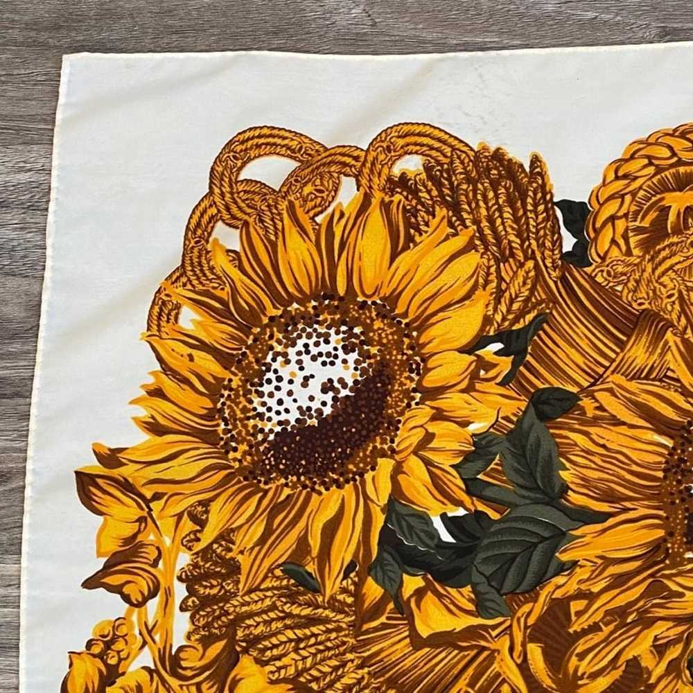 Vintage Chanel Sunflower Silk Square Scarf - image 7