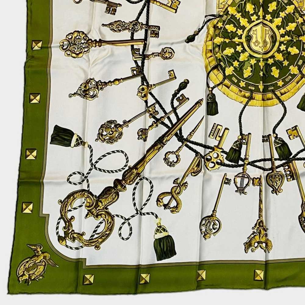 HERMES 100% Silk Scarf Carre 90s Les Cles Green K… - image 11