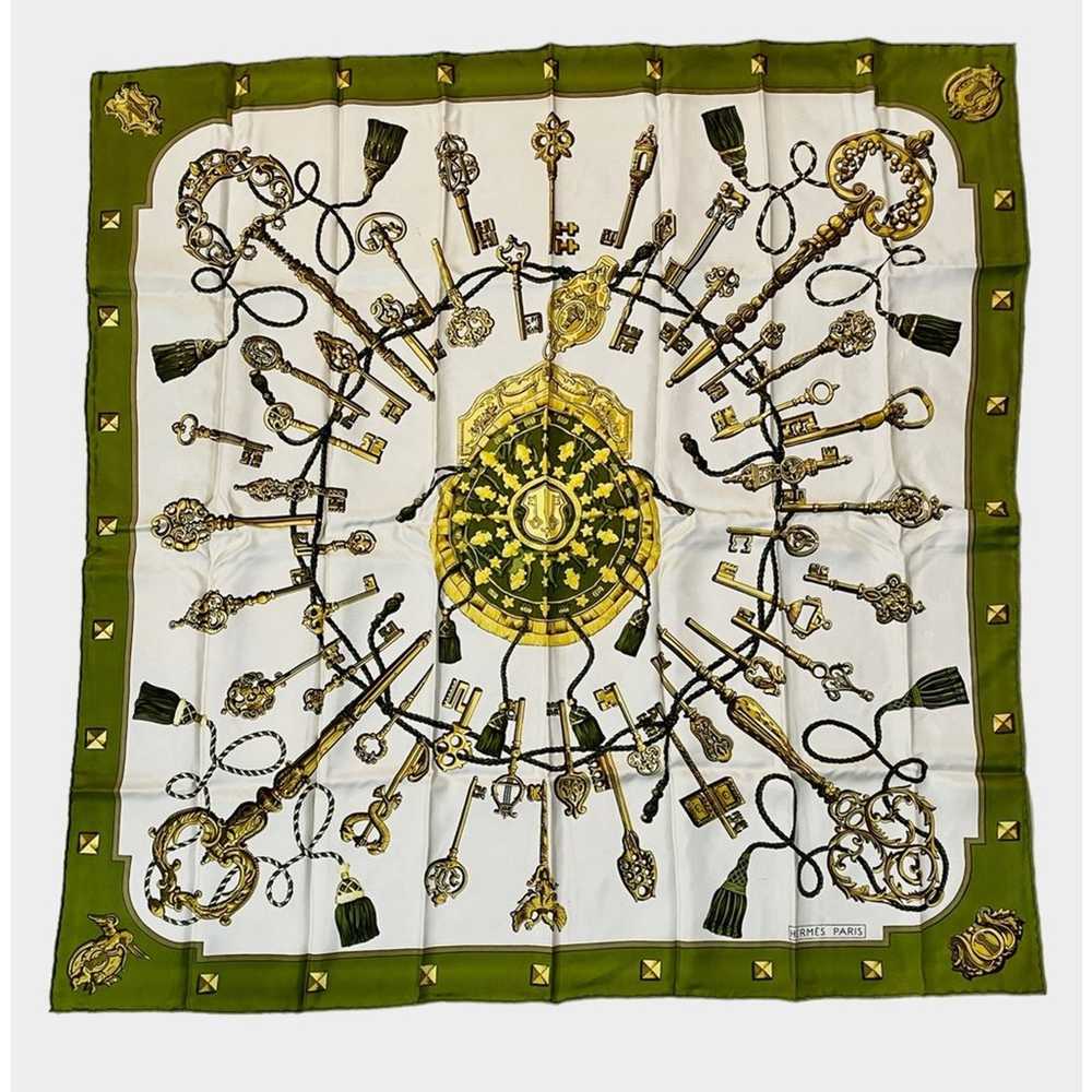 HERMES 100% Silk Scarf Carre 90s Les Cles Green K… - image 1