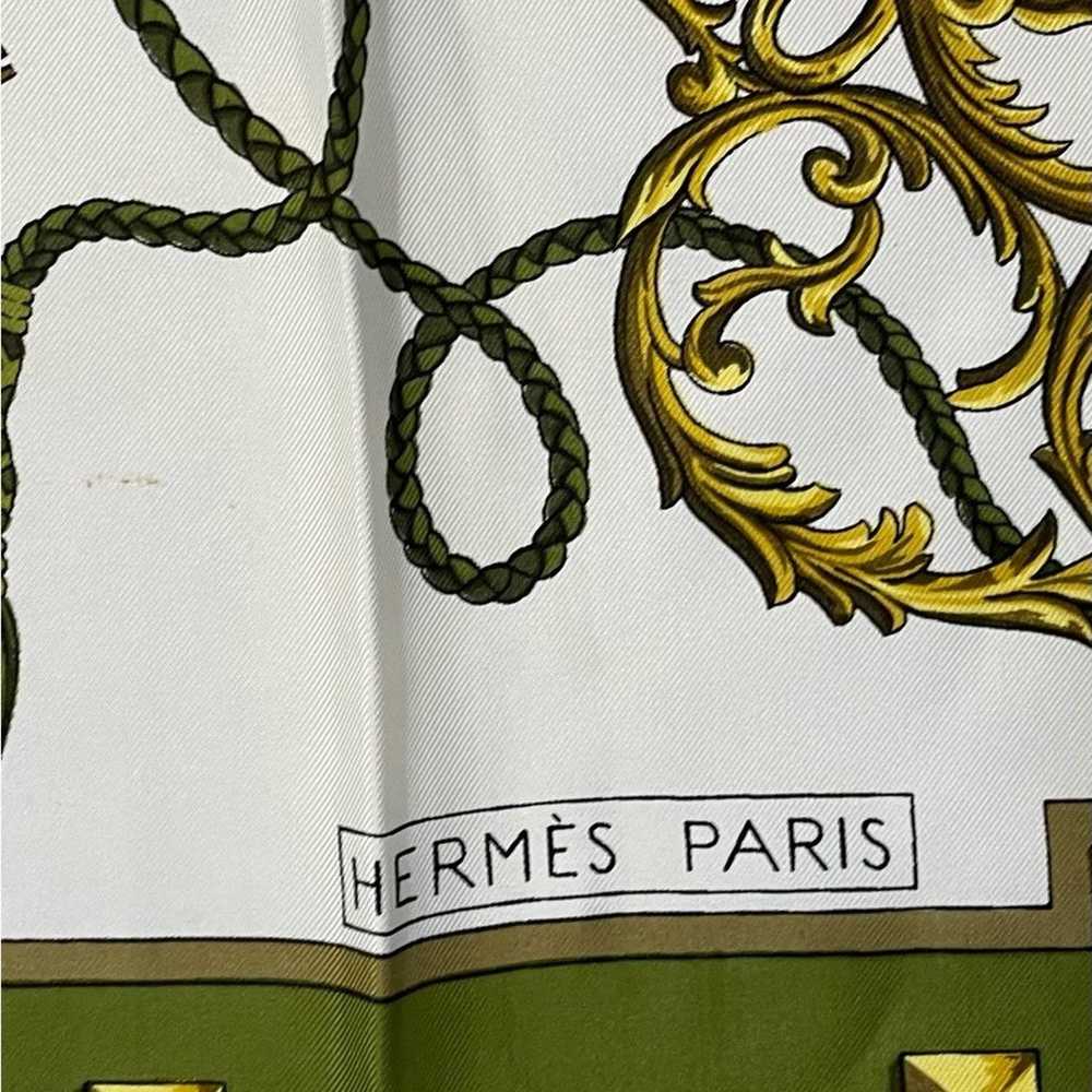 HERMES 100% Silk Scarf Carre 90s Les Cles Green K… - image 2