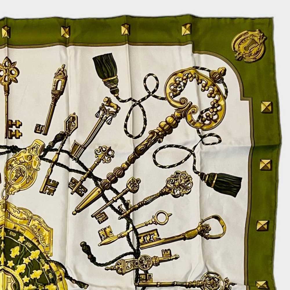 HERMES 100% Silk Scarf Carre 90s Les Cles Green K… - image 9