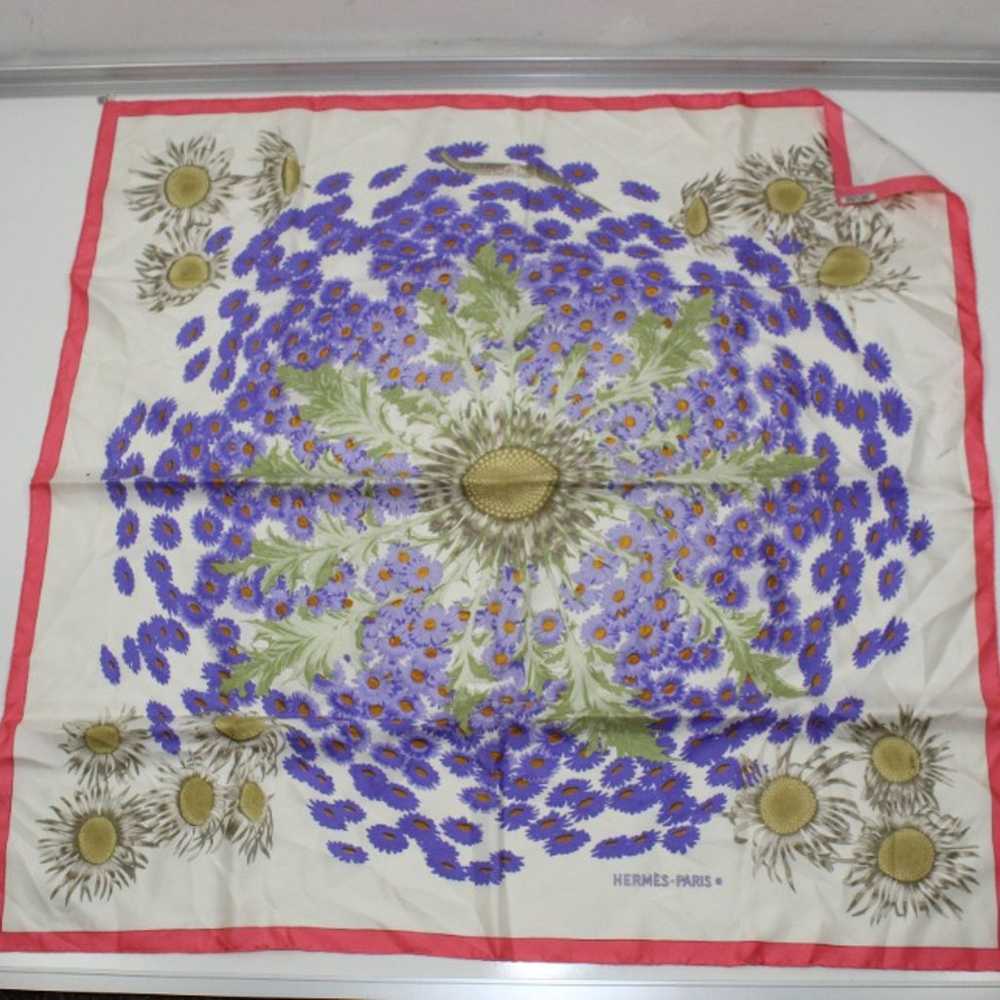 HERMES SILK SCARF FLEURS ET CARLINES VINTAGE RARE - image 4