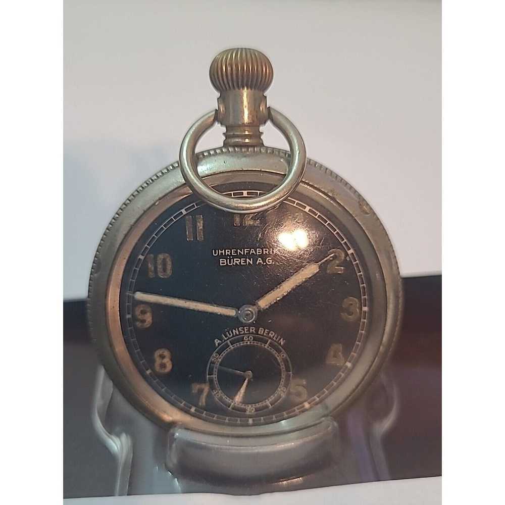 Rare Buren Grand Prix Pocket Watch Antique Steel … - image 1