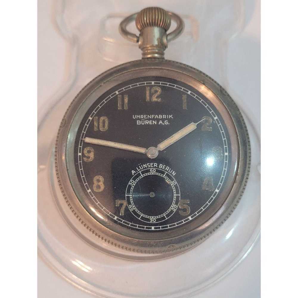 Rare Buren Grand Prix Pocket Watch Antique Steel … - image 2