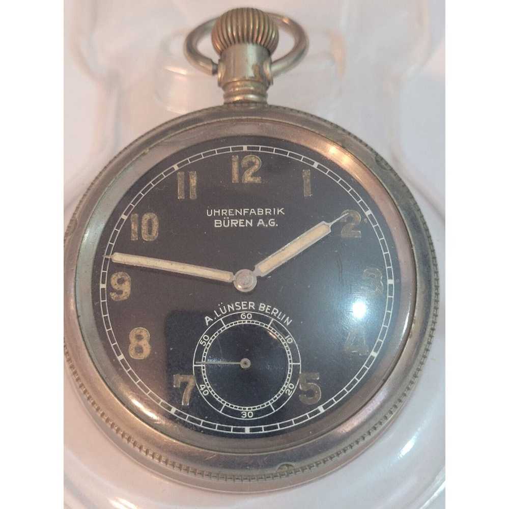 Rare Buren Grand Prix Pocket Watch Antique Steel … - image 3