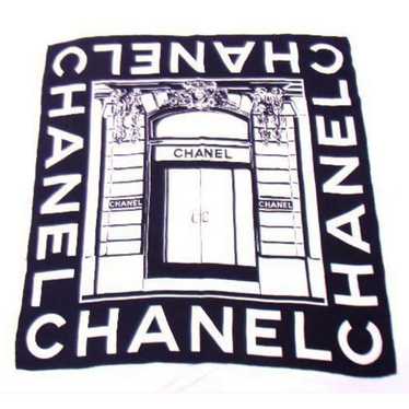 Vintage Chanel Black and White square silk Scarf … - image 1