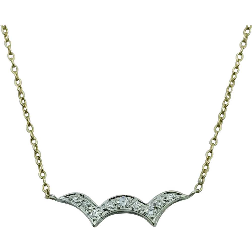 14K Diamond "M" Pendant Chain - image 1