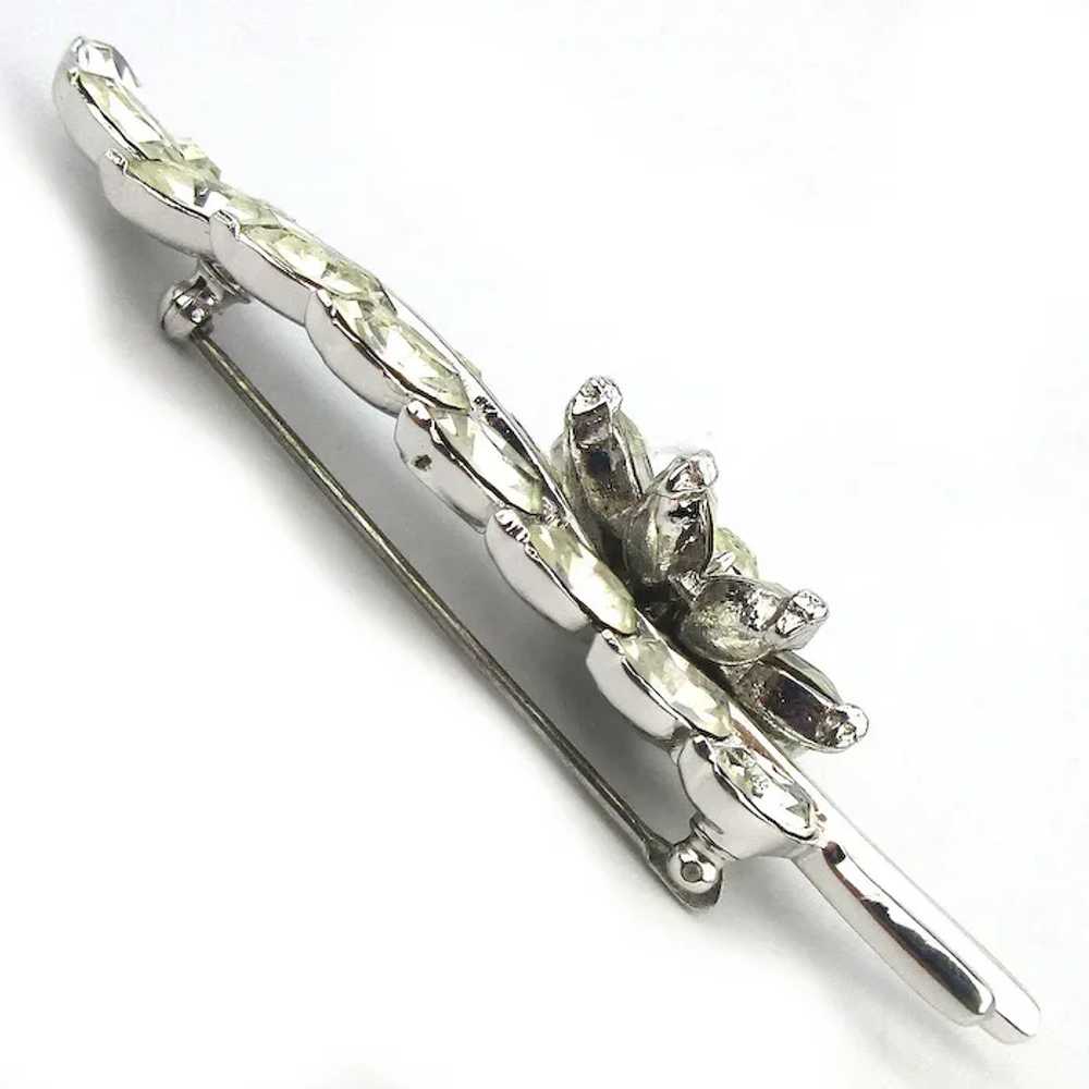 Crown Trifari Crystal Rhinestone Long Leafy Pin B… - image 5