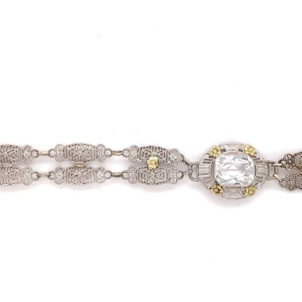 10K White and Yellow Gold Art Deco Filigree Brace… - image 2