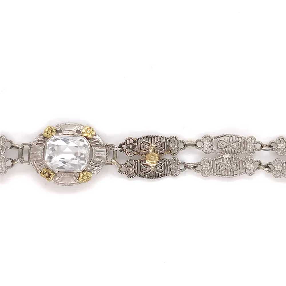 10K White and Yellow Gold Art Deco Filigree Brace… - image 3