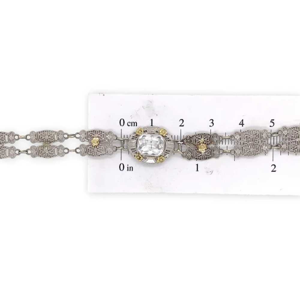 10K White and Yellow Gold Art Deco Filigree Brace… - image 9