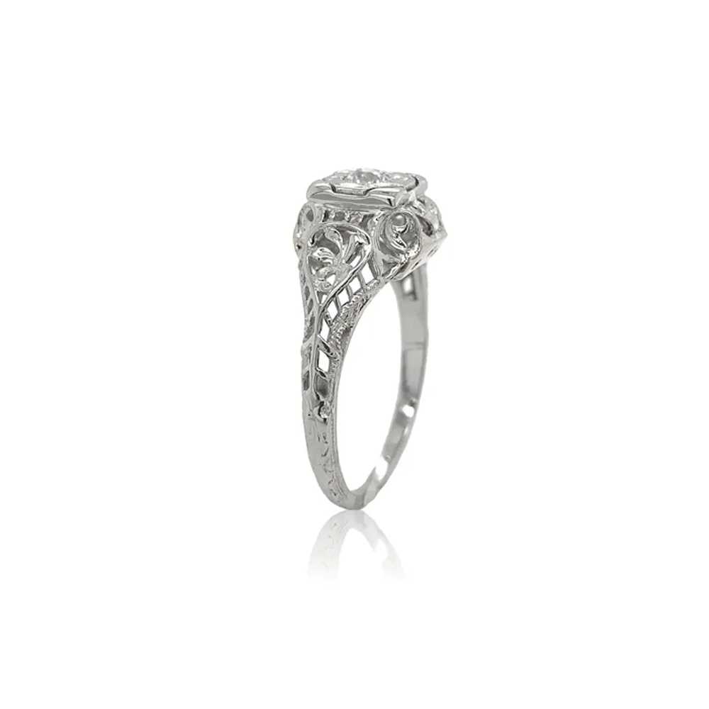 Art Deco 18K .13ct Diamond Filigree Ring - image 3