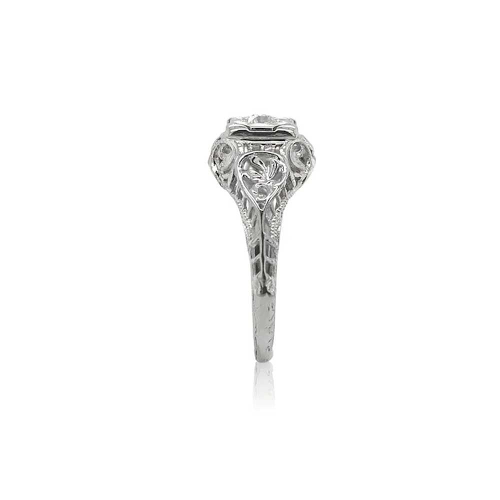 Art Deco 18K .13ct Diamond Filigree Ring - image 4