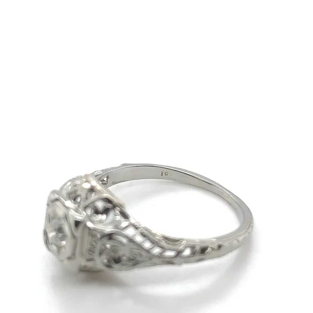 Art Deco 18K .13ct Diamond Filigree Ring - image 8