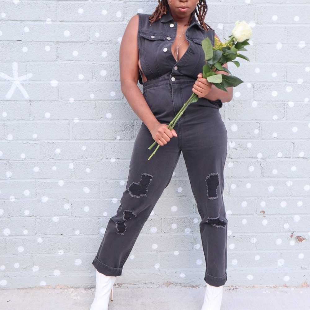 Black denim jumpsuit - image 1