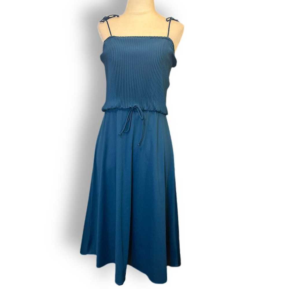 Vintage 60s 70s pleated spring midi dress - image 1